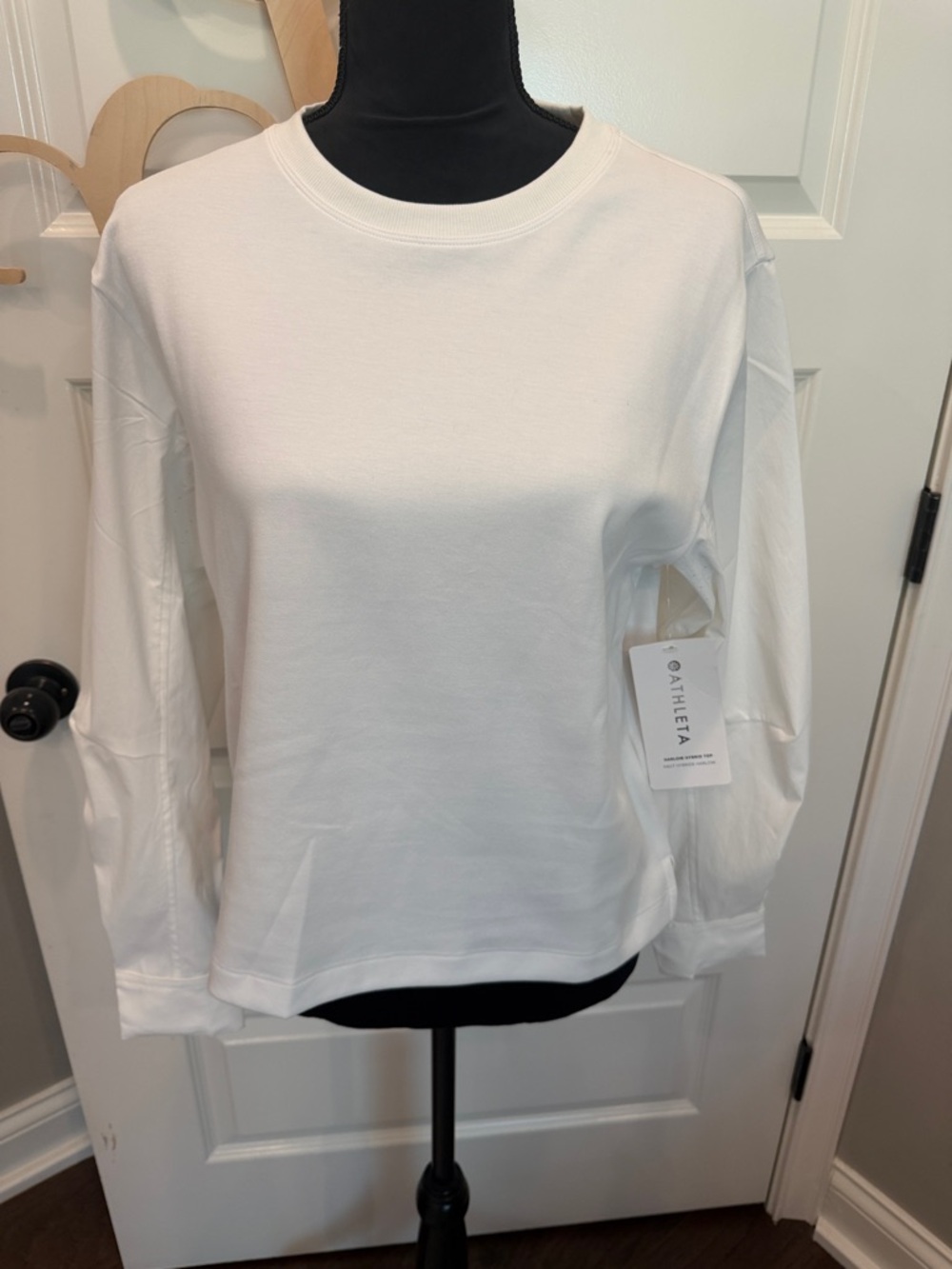 Athleta White Long-Sleeve Crewneck Pullover